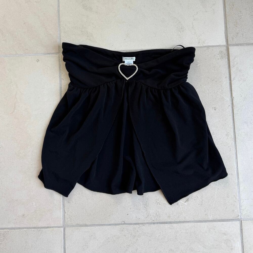 Kimchi Blue Black Strapless Babydoll Top XS Heart Rhinestone Y2K